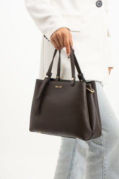 3 Bölme Kalıplı Kadın Kahverengi El Omuz ve Çapraz Çanta 671