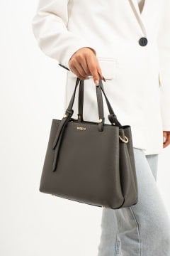 3 Bölme Kalıplı Kadın Gri El Omuz ve Çapraz Çanta 671