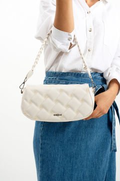 Sellini Kadın Krem Örgü Saplı Omuz Ve Çapraz Askılı Çanta 203