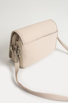 Sellini Çok Cepli Kapaklı Kadın Krem Postacı Çapraz Çanta