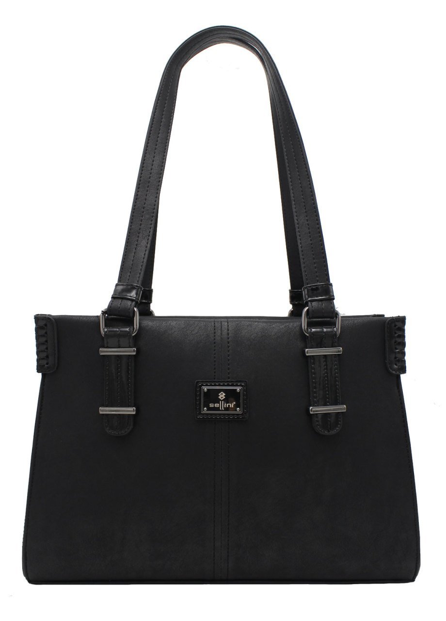 Sellini 3 Bölmeli Siyah Kadın Omuz Çantası 456