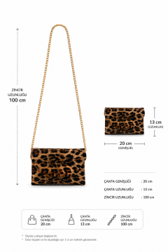 Clutch Kroko Desenli Zincir Askılı June Leopar Omuz Çanta