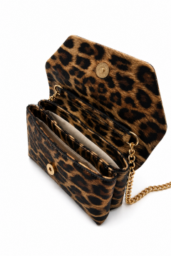 Clutch Kroko Desenli Zincir Askılı June Leopar Omuz Çanta