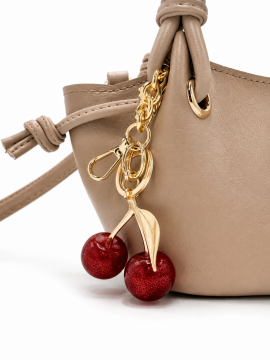 Cherry Kadın Vizon El ve Omuz çantası Kiraz Charm Aksesuarlı