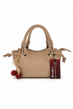 Cherry Kadın Vizon El ve Omuz çantası Kiraz Charm Aksesuarlı