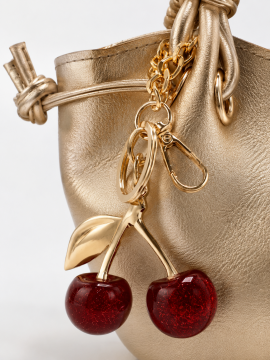 Cherry Kadın Altın El ve Omuz çantası Kiraz Charm Aksesuarlı