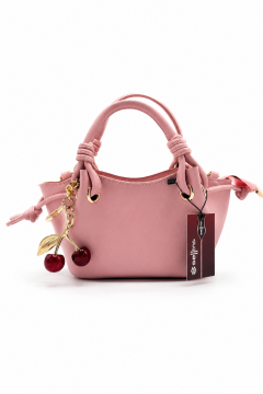 Cherry Kadın Pembe El ve Omuz çantası Kiraz Charm Aksesuarlı