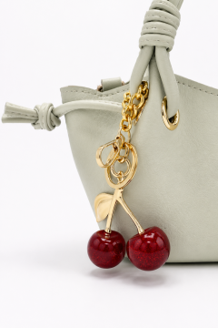 Cherry Kadın Yeşil El ve Omuz çantası Kiraz Charm Aksesuarlı