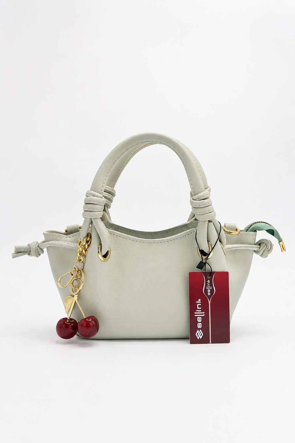 Cherry Kadın Yeşil El ve Omuz çantası Kiraz Charm Aksesuarlı