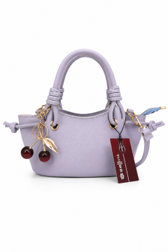 Cherry Kadın Mavi El ve Omuz çantası Kiraz Charm Aksesuarlı