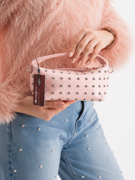 Sia Zımba Detaylı Suni Deri Kadın Çapraz Çanta Pembe