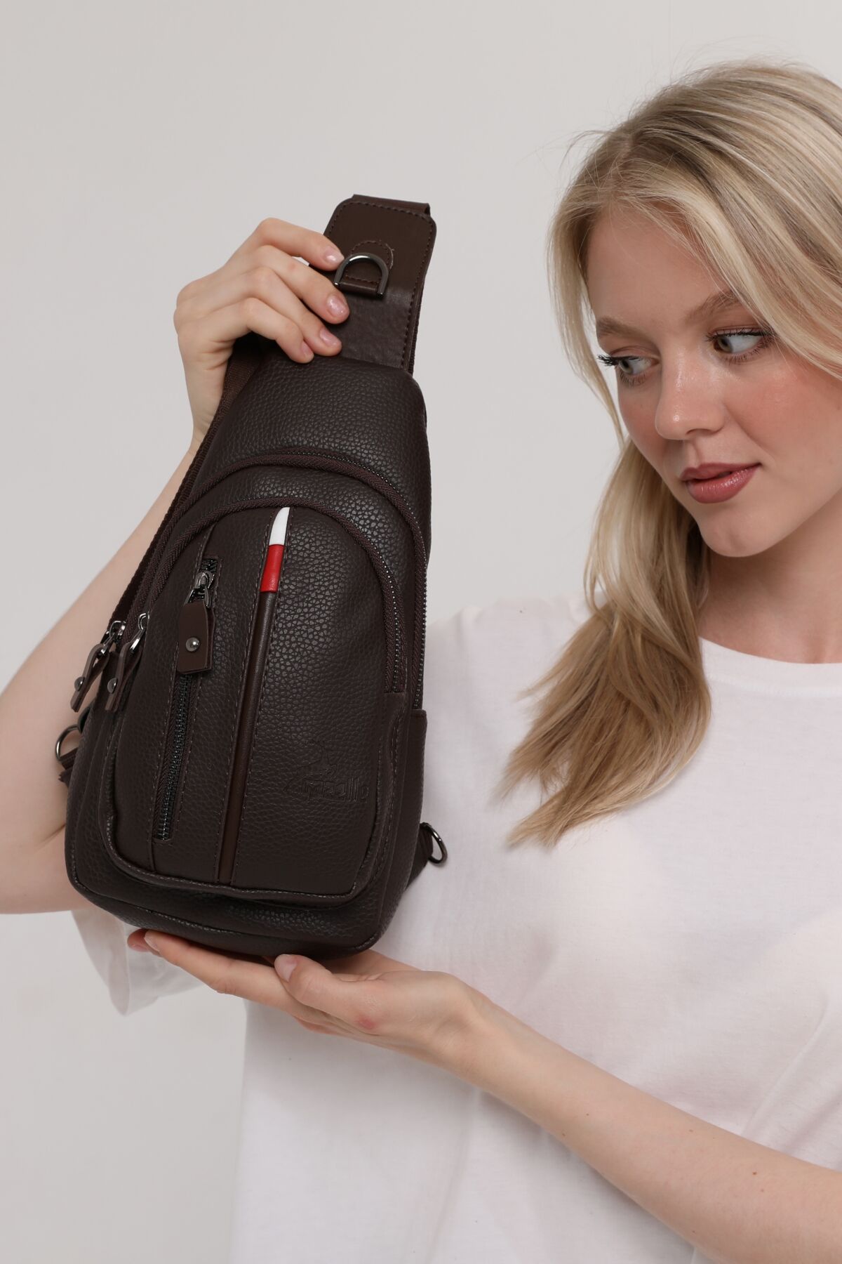 Unisex Kahve Omuz Çantası Body Bag Freebag 193