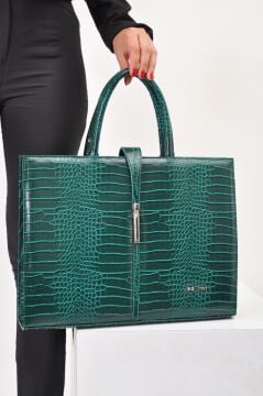 Sellini Unisex Kroko Haki Ayarlanabilir Askılı Büyük Evrak,Bilgisayar,İş ve okul çantası 901