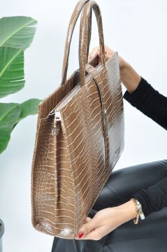 Sellini Unisex Kroko Vizon Ayarlanabilir Askılı Büyük Evrak,Bilgisayar,İş ve okul çantası 901