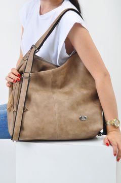 Sellini Çok Gözlü Salaş Kum Kadın El,Omuz Ve Sırt Çantası