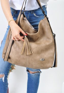 Sellini Çok Gözlü Salaş Kum Kadın El,Omuz Ve Sırt Çantası