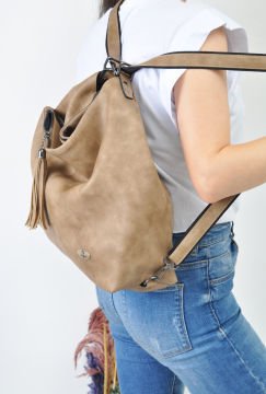 Sellini Çok Gözlü Salaş Kum Kadın El,Omuz Ve Sırt Çantası