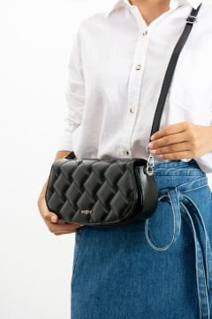 Sellini Kadın Siyah Örgü Saplı Omuz Ve Çapraz Askılı Çanta 203