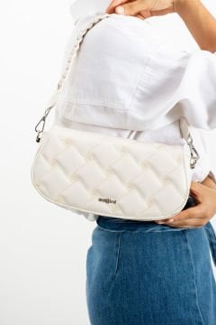 Sellini Kadın Krem Örgü Saplı Omuz Ve Çapraz Askılı Çanta 203