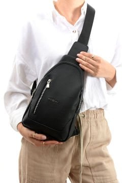 Sellini Unisex Siyah Çapraz Askılı  Omuz Bel ve Göğüs Çantası Bodybag 214