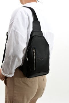 Sellini Unisex Siyah Çapraz Askılı  Omuz Bel ve Göğüs Çantası Bodybag 214