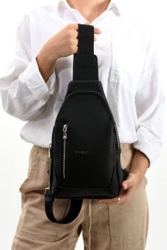 Sellini Unisex Siyah Çapraz Askılı  Omuz Bel ve Göğüs Çantası Bodybag 214
