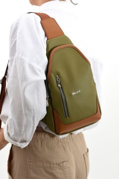 Sellini Unisex Haki Taba Çapraz Askılı  Omuz Bel ve Göğüs Çantası Bodybag 214