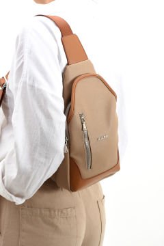 Sellini Unisex Vizon Taba Çapraz Askılı  Omuz Bel ve Göğüs Çantası Bodybag 214