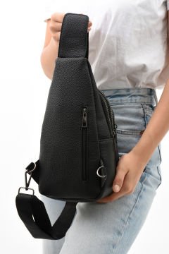 Sellini Çok Bölmeli Ayarlanabilir Askılı Unisex Siyah Body Bag Free Bag 194