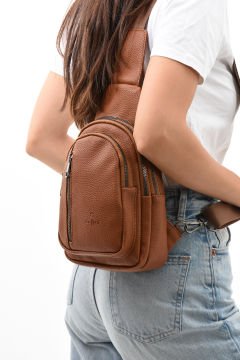 Sellini Çok Bölmeli Ayarlanabilir Askılı Unisex Taba Body Bag Free Bag 194