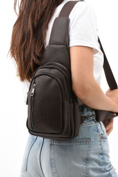 Sellini Çok Bölmeli Ayarlanabilir Askılı Unisex Kahve Body Bag Free Bag 194