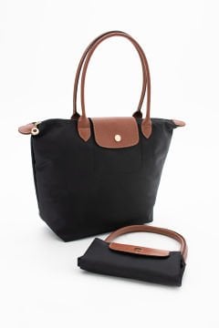 SELLİNİ KADIN SİYAH TABA KATLANABİLİR DERİ SAPLI BÜYÜK KOL OMUZ VE EL ÇANTASI