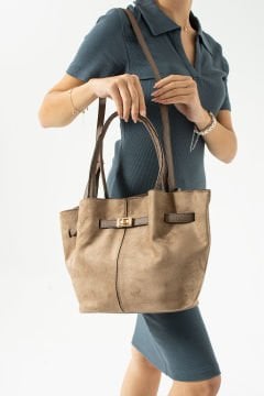 Sellini Vizon Süet Nubuk Suni Deri Mıknatıs Kapamalı Çapraz Askılı Kadın El Ve Omuz Çantası  570