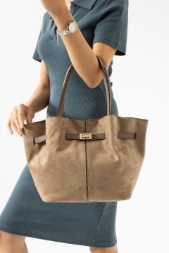 Sellini Vizon Süet Nubuk Suni Deri Mıknatıs Kapamalı Çapraz Askılı Kadın El Ve Omuz Çantası  570