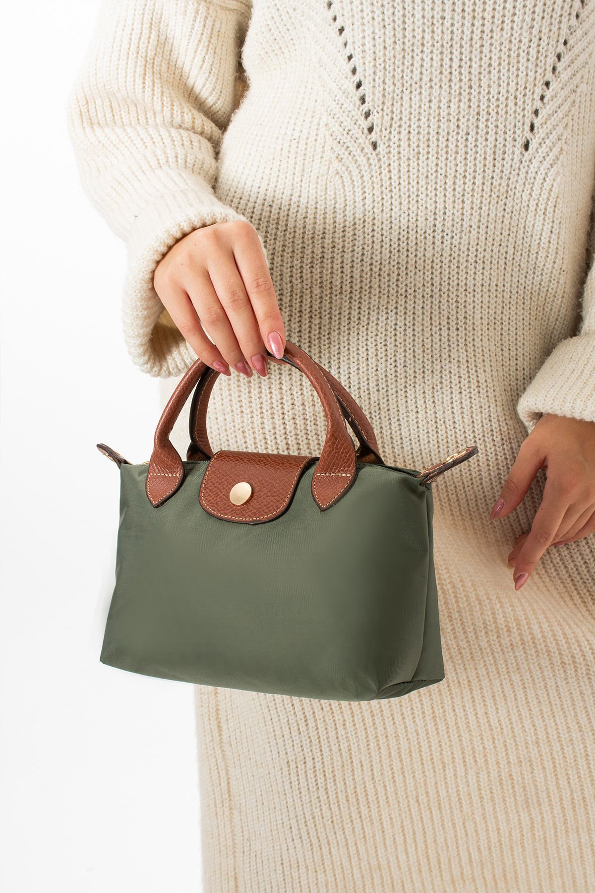 SELLİNİ KADIN HAKİ TABA ÇİFT DERİ SAPLI EL OMUZ VE ÇAPRAZ ÇANTASI 001