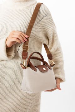 SELLİNİ KADIN KREM TABA ÇİFT DERİ SAPLI EL OMUZ VE ÇAPRAZ ÇANTASI 001