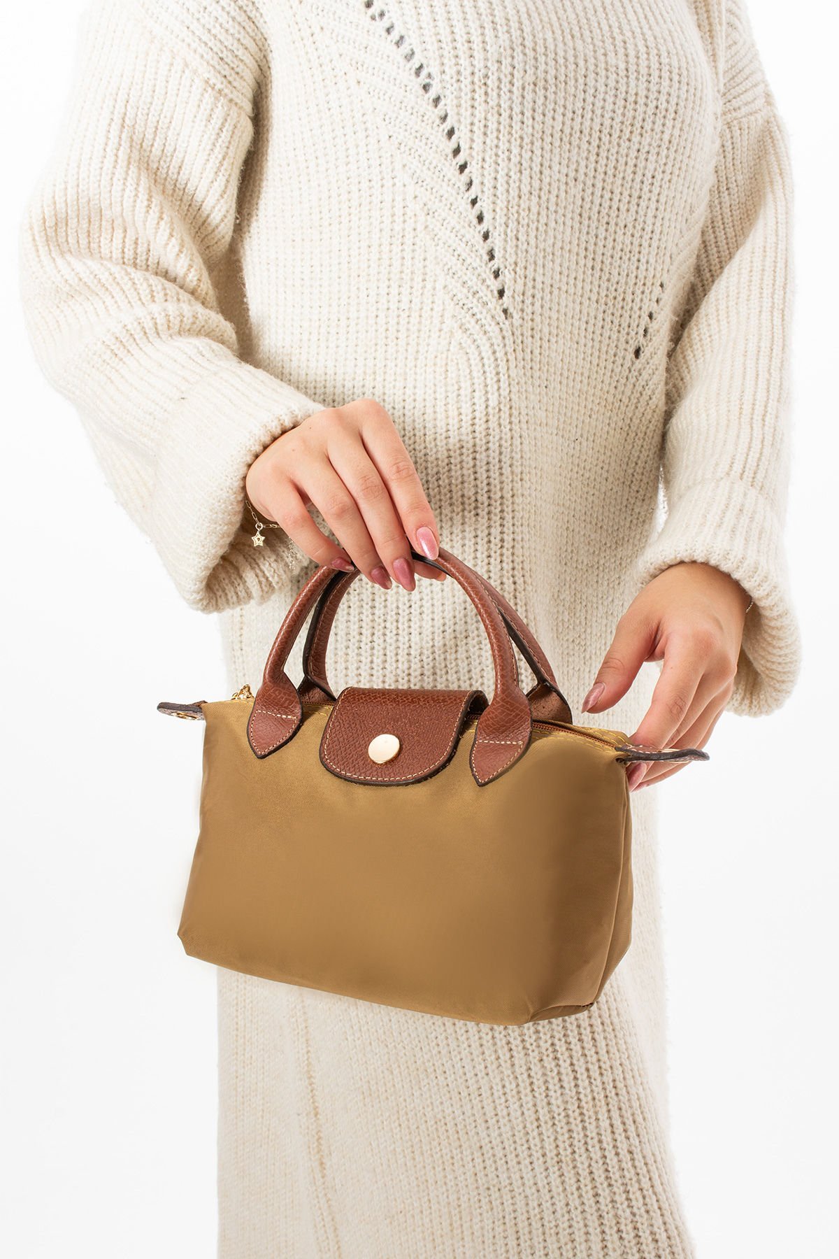 Sellini Kadın Bal Taba Çift Deri Saplı El Omuz Ve Çapraz Çantası 001