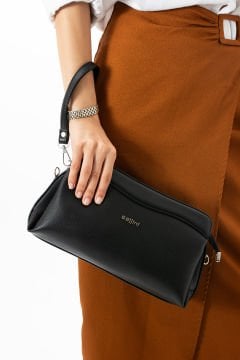 Sellini Siyah Çok Gözlü Kadın Portföy Çapraz Clutch Çanta 284