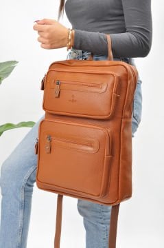Çok Gözlü Unisex Taba Sırt Çantası 196