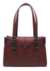 Sellini 3 Bölmeli Bordo-Siyah Kadın Omuz Çantası 456