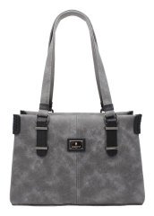 Sellini 3 Bölmeli Gri-Siyah Kadın Omuz Çantası 456