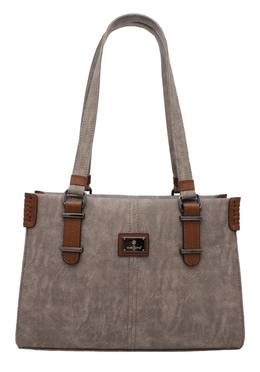 Sellini 3 Bölmeli Kum-Taba Kadın Omuz Çantası 456